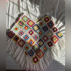 Handmade granny square crochet poncho cardigan